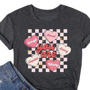 Graphic Tee with Heart Design